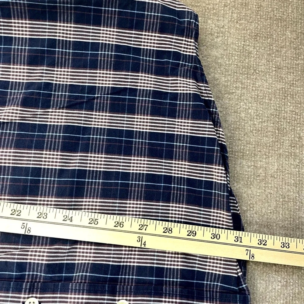 Izod Shirt Mens 2XL Multicolor‎ Plaid Cotton Shirttail Hem Pleated Button Down